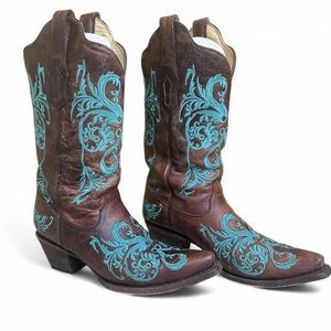 Cavender’s Corral Turquoise Dahlia Embroidered Cowgirl Boots US Women’s Size 8.5